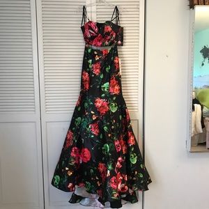 Black floral prom dress